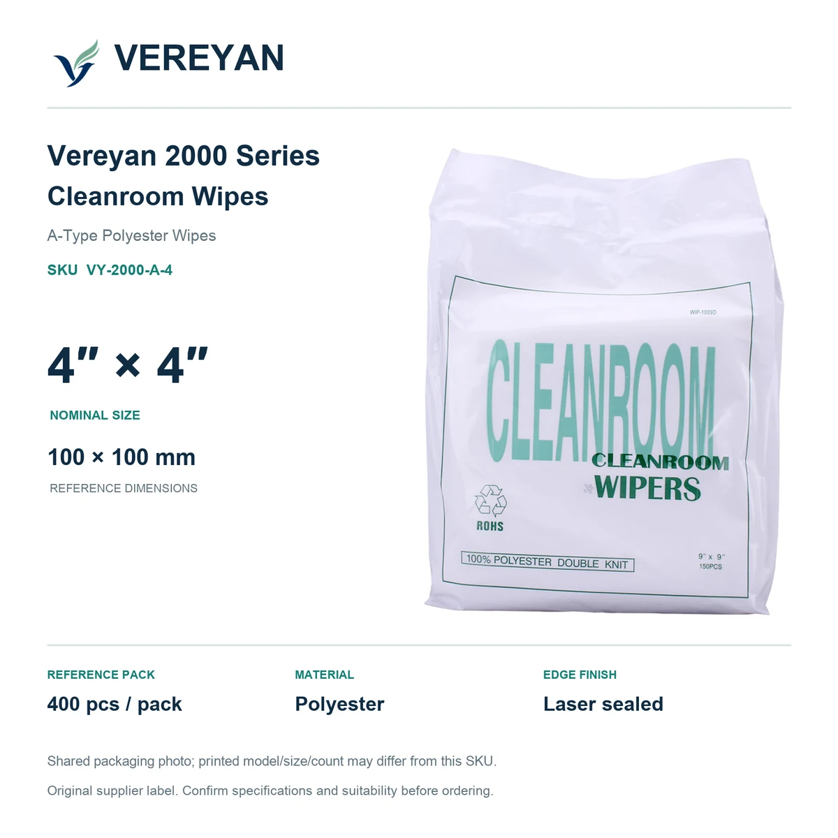 Vereyan 2000-A — 4 by 4 nominal size packaging reference