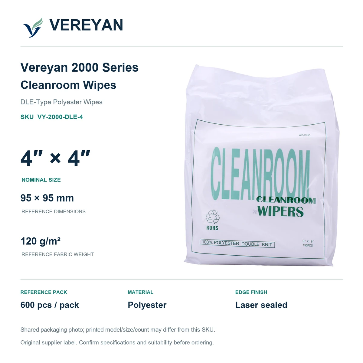 Vereyan 2000-DLE — 4 by 4 nominal size packaging reference