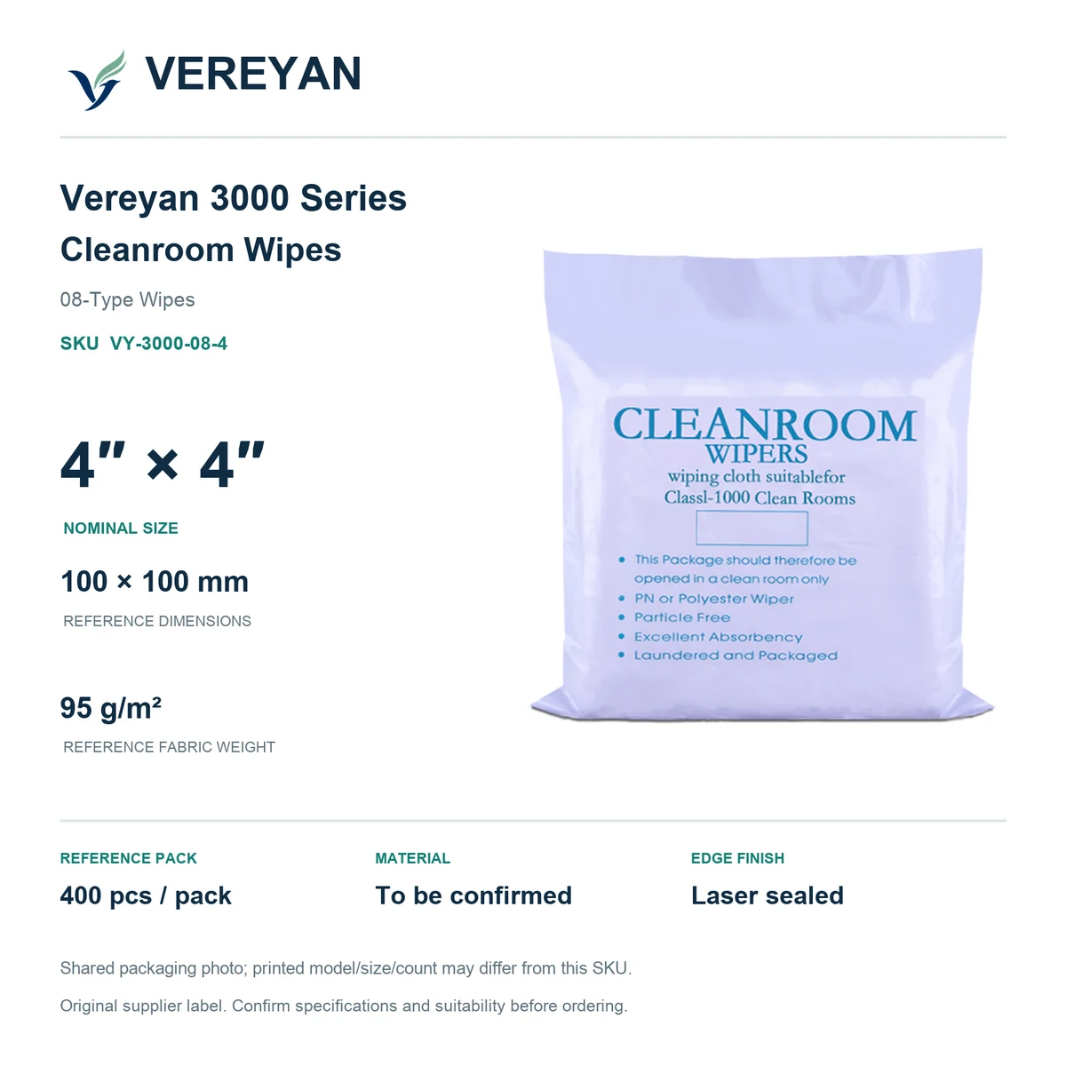 Vereyan 3000-08 — 4 by 4 nominal size packaging reference