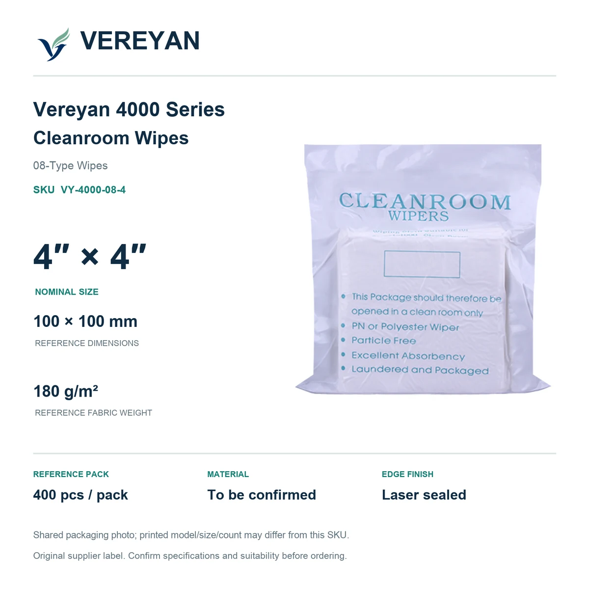 Vereyan 4000-08 — 4 by 4 nominal size packaging reference