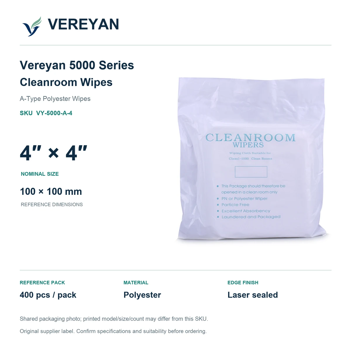 Vereyan 5000-A — 4 by 4 nominal size packaging reference